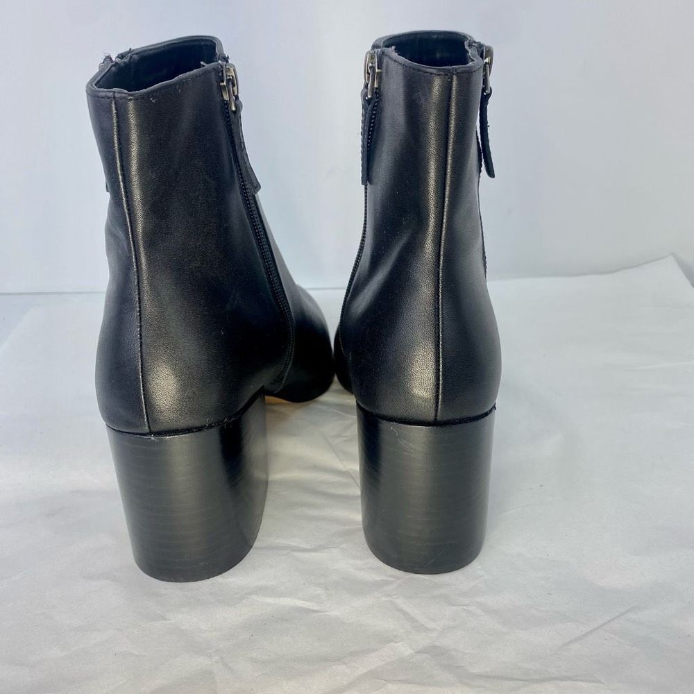 L Paolo Womens Black Leather Low Mid-Height Pointed Toe Fashion Booties - Picture 7 of 13